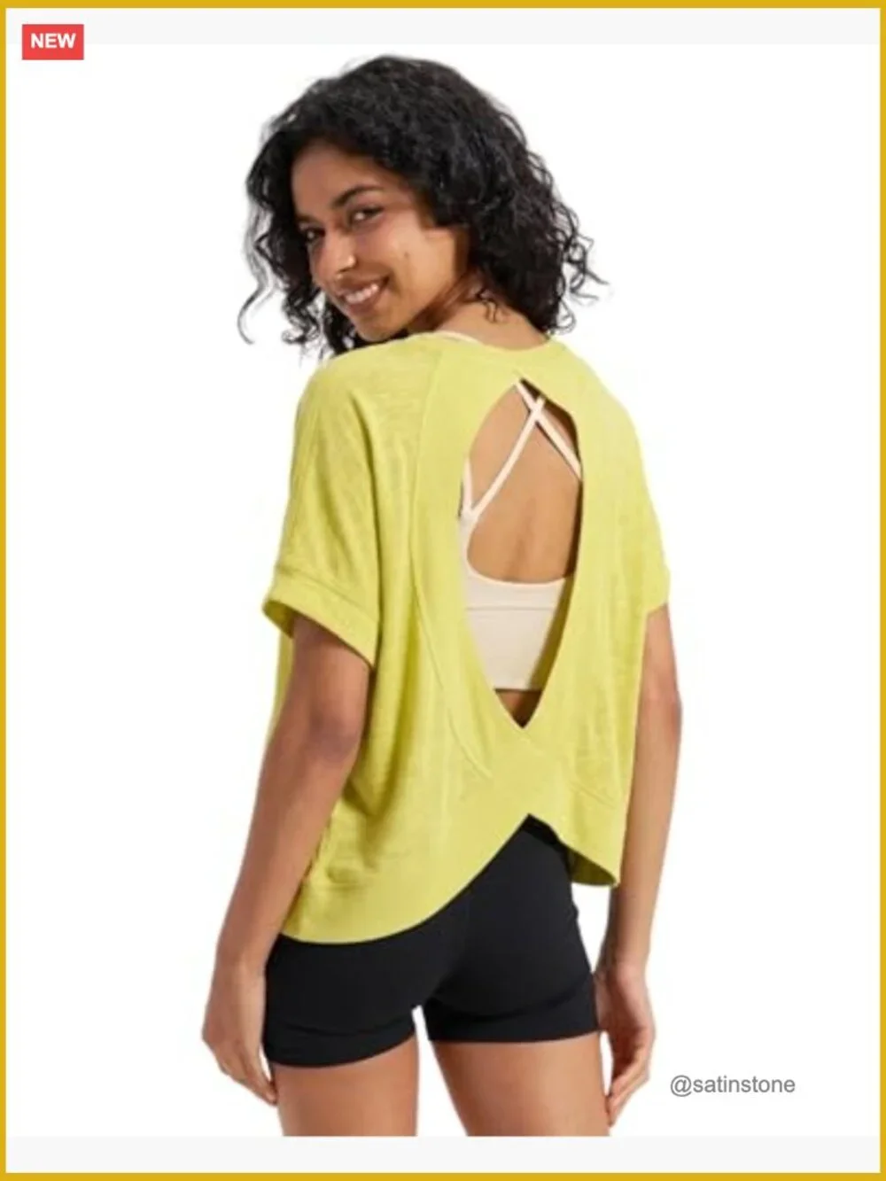 Open Back Workout Shirt, Loose Fit Athletic Tops for Yoga Gym Running